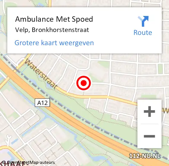 Locatie op kaart van de 112 melding: Ambulance Met Spoed Naar Velp, Bronkhorstenstraat op 22 september 2020 23:06