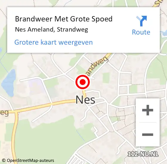 Locatie op kaart van de 112 melding: Brandweer Met Grote Spoed Naar Nes Ameland, Strandweg op 22 september 2020 23:10