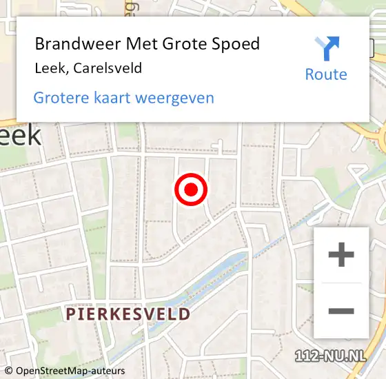 Locatie op kaart van de 112 melding: Brandweer Met Grote Spoed Naar Leek, Carelsveld op 23 september 2020 00:17