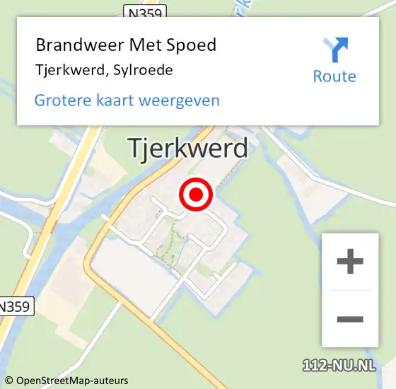Locatie op kaart van de 112 melding: Brandweer Met Spoed Naar Tjerkwerd, Sylroede op 23 september 2020 01:44