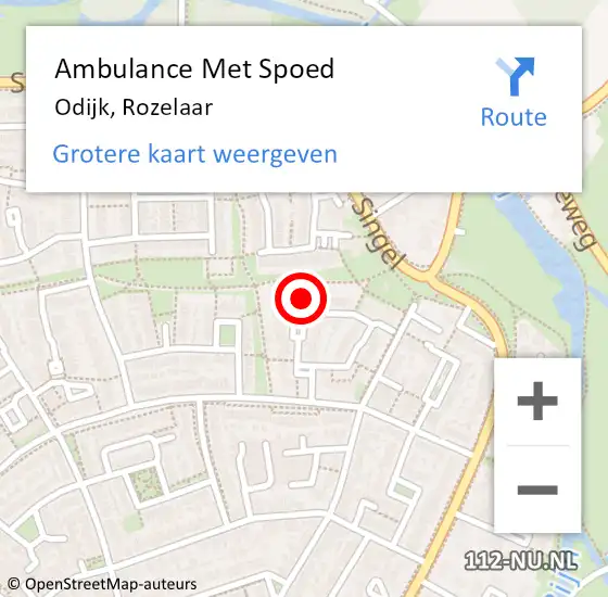 Locatie op kaart van de 112 melding: Ambulance Met Spoed Naar Odijk, Rozelaar op 19 mei 2014 20:10