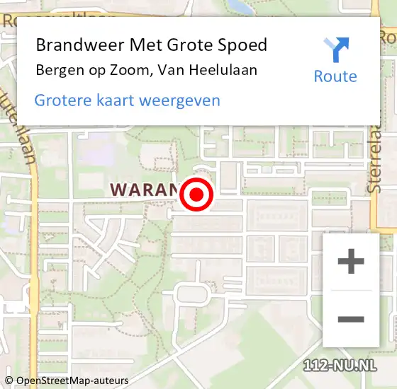 Locatie op kaart van de 112 melding: Brandweer Met Grote Spoed Naar Bergen op Zoom, Van Heelulaan op 23 september 2020 02:12