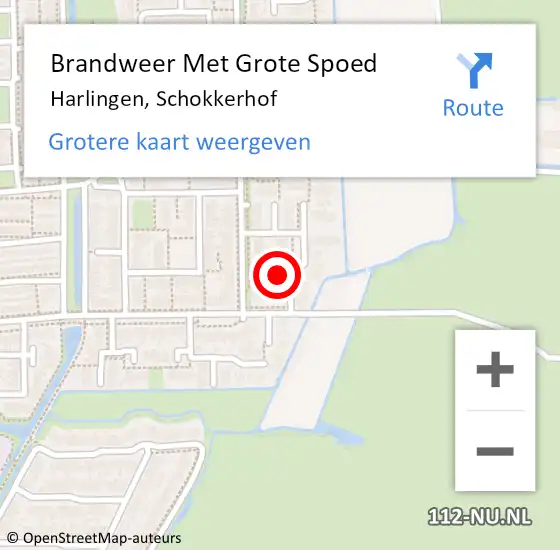 Locatie op kaart van de 112 melding: Brandweer Met Grote Spoed Naar Harlingen, Schokkerhof op 19 mei 2014 20:12