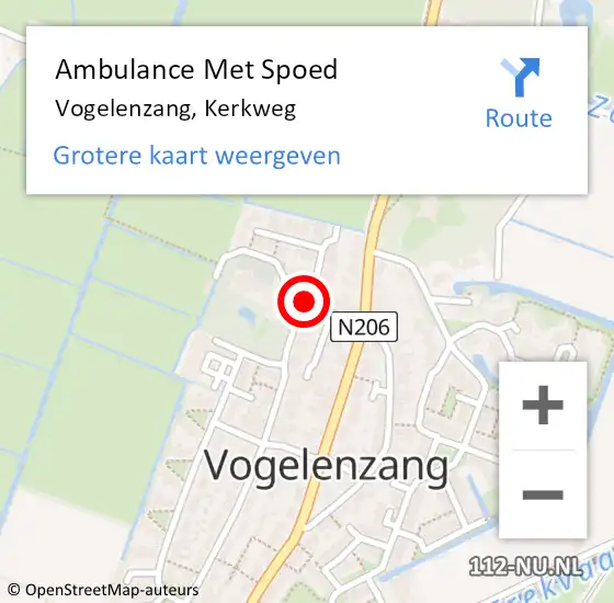 Locatie op kaart van de 112 melding: Ambulance Met Spoed Naar Vogelenzang, Kerkweg op 23 september 2020 05:08