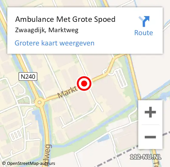 Locatie op kaart van de 112 melding: Ambulance Met Grote Spoed Naar Zwaagdijk, Marktweg op 23 september 2020 09:01