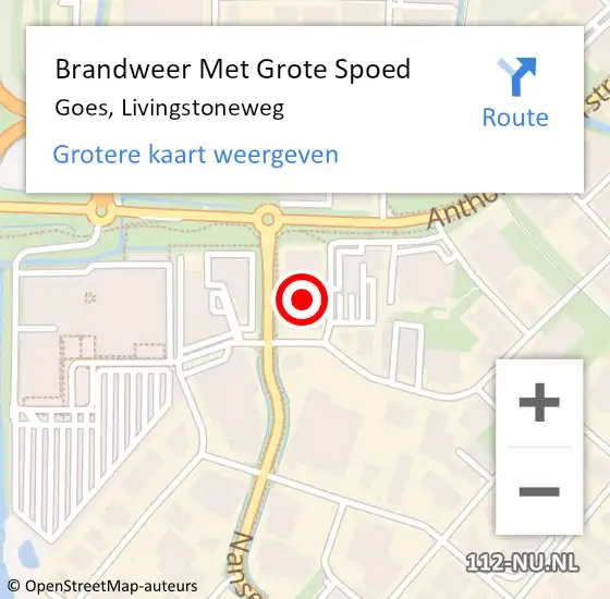 Locatie op kaart van de 112 melding: Brandweer Met Grote Spoed Naar Goes, Livingstoneweg op 19 mei 2014 20:35