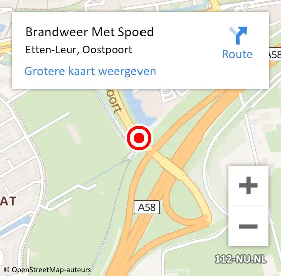 Locatie op kaart van de 112 melding: Brandweer Met Spoed Naar Etten-Leur, Oostpoort op 23 september 2020 10:51