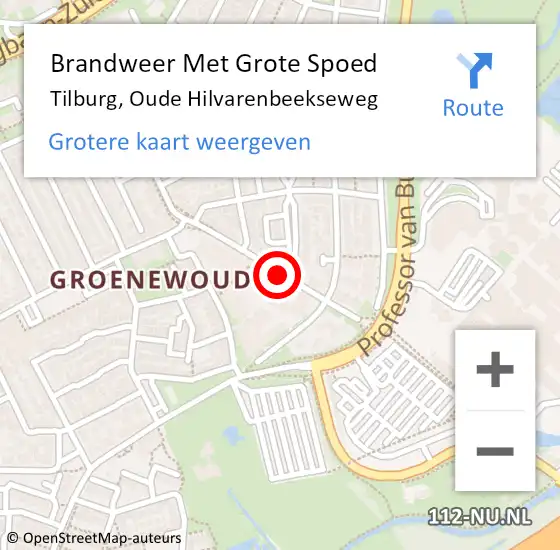 Locatie op kaart van de 112 melding: Brandweer Met Grote Spoed Naar Tilburg, Oude Hilvarenbeekseweg op 23 september 2020 11:20