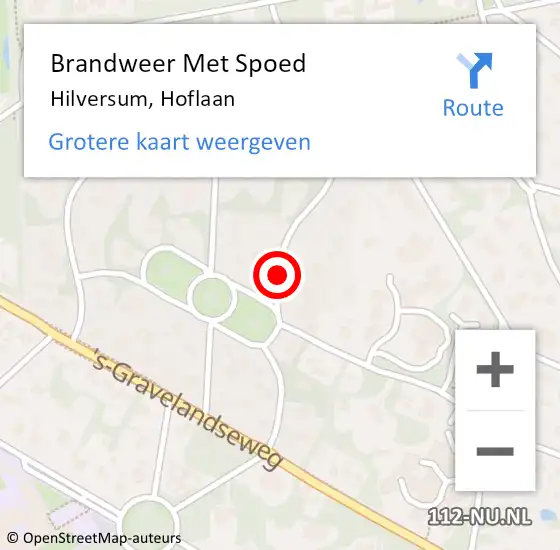Locatie op kaart van de 112 melding: Brandweer Met Spoed Naar Hilversum, Hoflaan op 23 september 2020 11:25