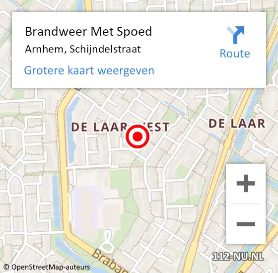 Locatie op kaart van de 112 melding: Brandweer Met Spoed Naar Arnhem, Schijndelstraat op 23 september 2020 11:32