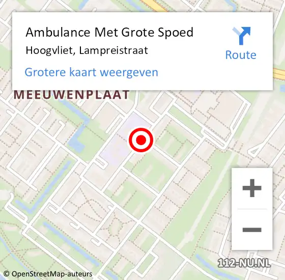 Locatie op kaart van de 112 melding: Ambulance Met Grote Spoed Naar Hoogvliet, Lampreistraat op 23 september 2020 11:51