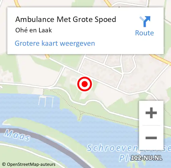 Locatie op kaart van de 112 melding: Ambulance Met Grote Spoed Naar Ohé en Laak op 23 september 2020 12:23