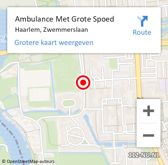 Locatie op kaart van de 112 melding: Ambulance Met Grote Spoed Naar Haarlem, Zwemmerslaan op 23 september 2020 12:41