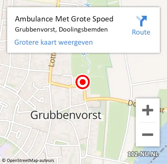 Locatie op kaart van de 112 melding: Ambulance Met Grote Spoed Naar Grubbenvorst, Doolingsbemden op 19 mei 2014 21:17