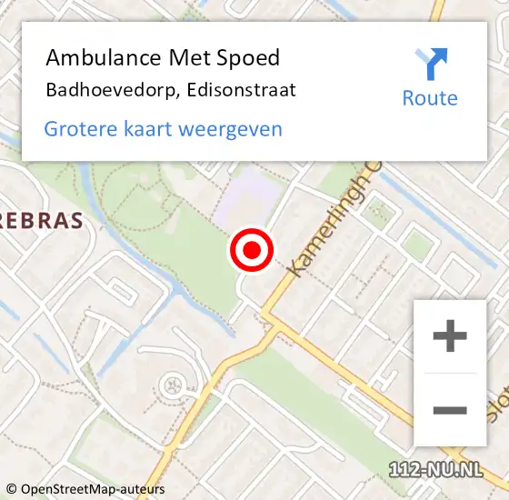 Locatie op kaart van de 112 melding: Ambulance Met Spoed Naar Badhoevedorp, Edisonstraat op 23 september 2020 13:56