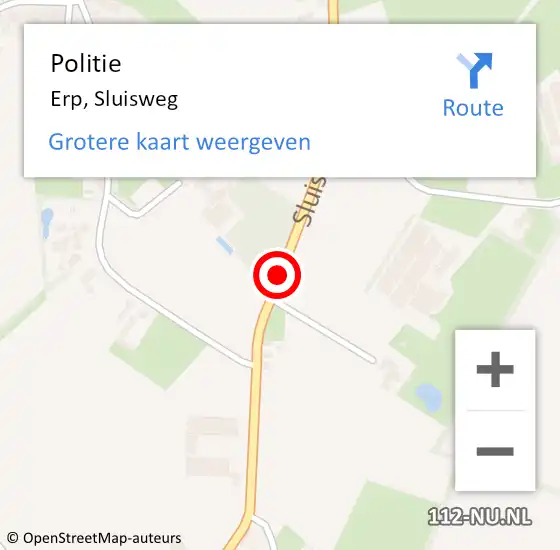 Locatie op kaart van de 112 melding: Politie Erp, Sluisweg op 23 september 2020 14:51