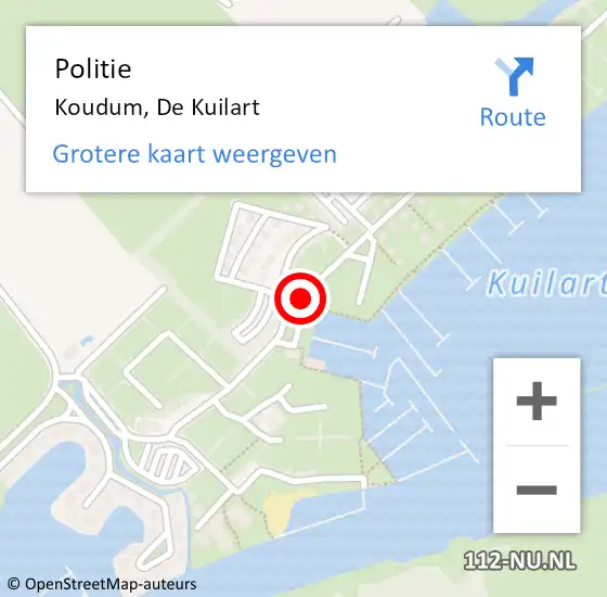 Locatie op kaart van de 112 melding: Politie Koudum, De Kuilart op 23 september 2020 15:08