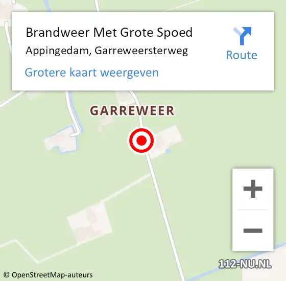 Locatie op kaart van de 112 melding: Brandweer Met Grote Spoed Naar Appingedam, Garreweersterweg op 23 september 2020 16:44