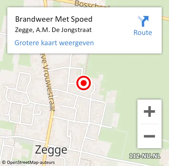 Locatie op kaart van de 112 melding: Brandweer Met Spoed Naar Zegge, A.M. De Jongstraat op 2 oktober 2013 13:30