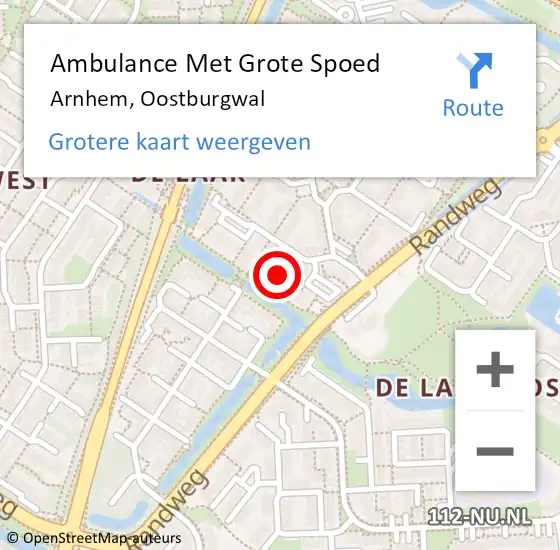 Locatie op kaart van de 112 melding: Ambulance Met Grote Spoed Naar Arnhem, Oostburgwal op 23 september 2020 17:39