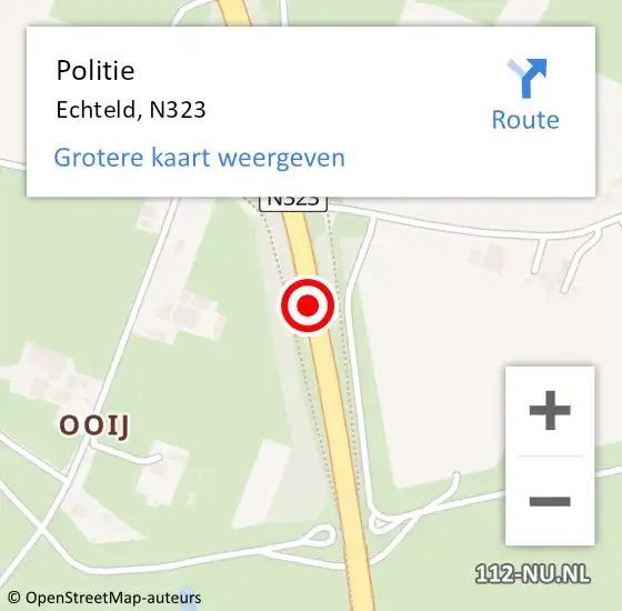 Locatie op kaart van de 112 melding: Politie Echteld, N323 op 23 september 2020 17:53