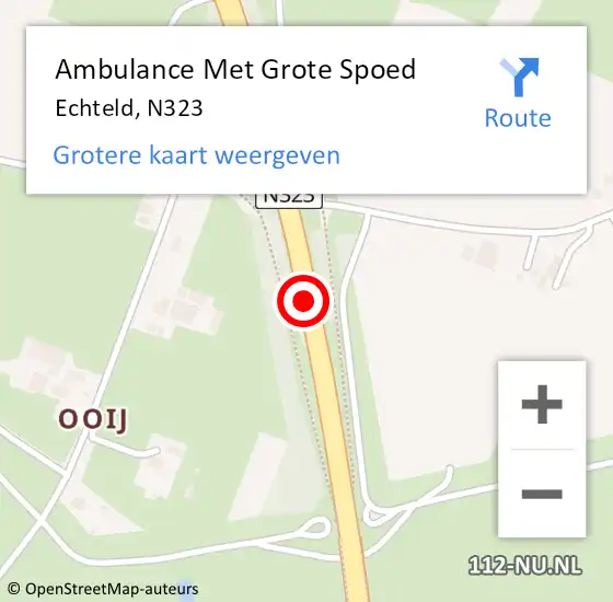 Locatie op kaart van de 112 melding: Ambulance Met Grote Spoed Naar Echteld, N323 op 23 september 2020 17:54