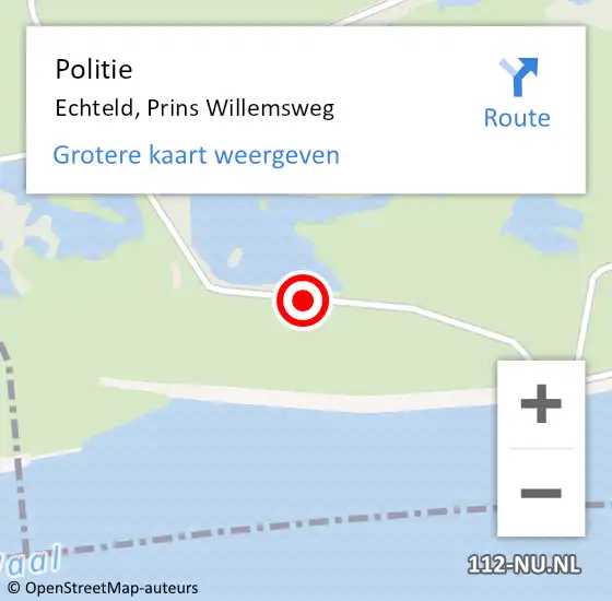 Locatie op kaart van de 112 melding: Politie Echteld, Prins Willemsweg op 23 september 2020 17:59