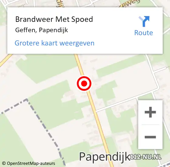 Locatie op kaart van de 112 melding: Brandweer Met Spoed Naar Geffen, Papendijk op 23 september 2020 18:23