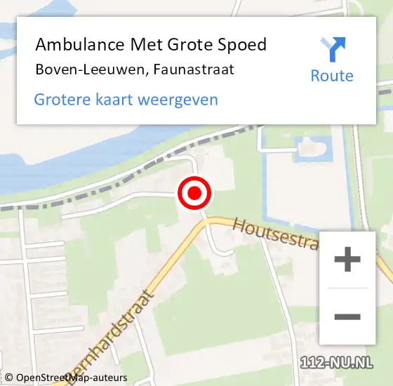 Locatie op kaart van de 112 melding: Ambulance Met Grote Spoed Naar Boven-Leeuwen, Faunastraat op 23 september 2020 18:45