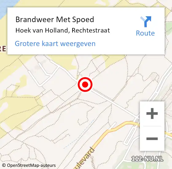 Locatie op kaart van de 112 melding: Brandweer Met Spoed Naar Hoek van Holland, Rechtestraat op 23 september 2020 19:51