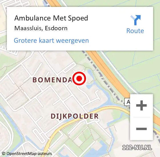 Locatie op kaart van de 112 melding: Ambulance Met Spoed Naar Maassluis, Esdoorn op 23 september 2020 22:04