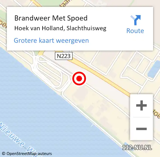 Locatie op kaart van de 112 melding: Brandweer Met Spoed Naar Hoek van Holland, Slachthuisweg op 23 september 2020 22:46