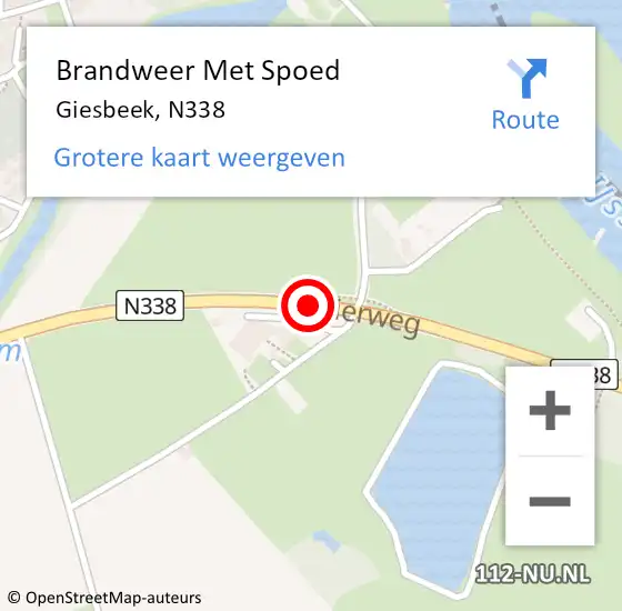 Locatie op kaart van de 112 melding: Brandweer Met Spoed Naar Giesbeek, N338 op 23 september 2020 23:38