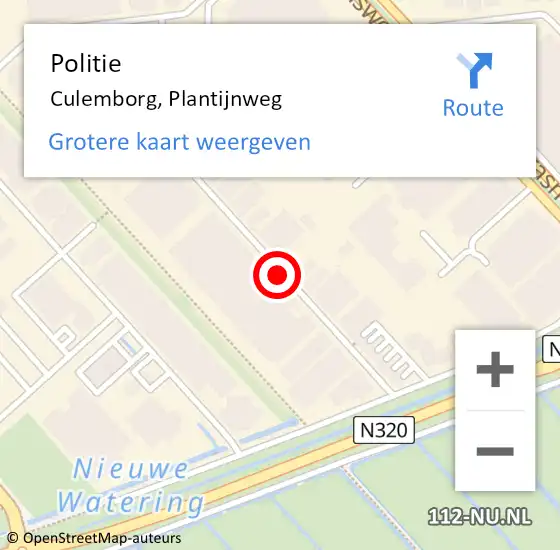 Locatie op kaart van de 112 melding: Politie Culemborg, Plantijnweg op 23 september 2020 23:38