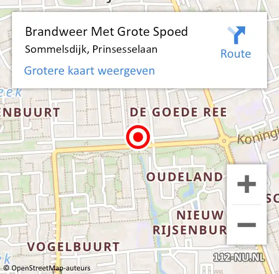 Locatie op kaart van de 112 melding: Brandweer Met Grote Spoed Naar Sommelsdijk, Prinsesselaan op 24 september 2020 00:34