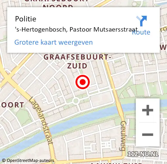Locatie op kaart van de 112 melding: Politie 's-Hertogenbosch, Pastoor Mutsaersstraat op 24 september 2020 00:35