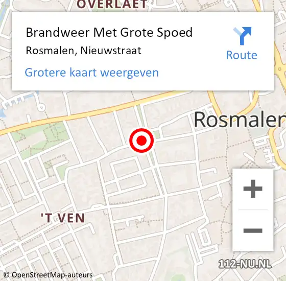 Locatie op kaart van de 112 melding: Brandweer Met Grote Spoed Naar Rosmalen, Nieuwstraat op 24 september 2020 03:23