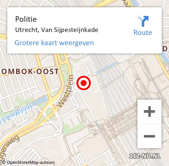 Locatie op kaart van de 112 melding: Politie Utrecht, Van Sijpesteijnkade op 24 september 2020 06:00