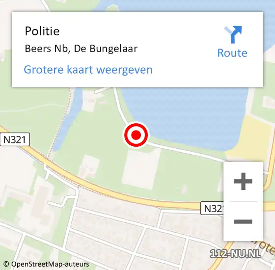 Locatie op kaart van de 112 melding: Politie Beers Nb, De Bungelaar op 24 september 2020 06:49