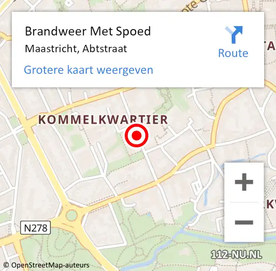 Locatie op kaart van de 112 melding: Brandweer Met Spoed Naar Maastricht, Abtstraat op 24 september 2020 07:07