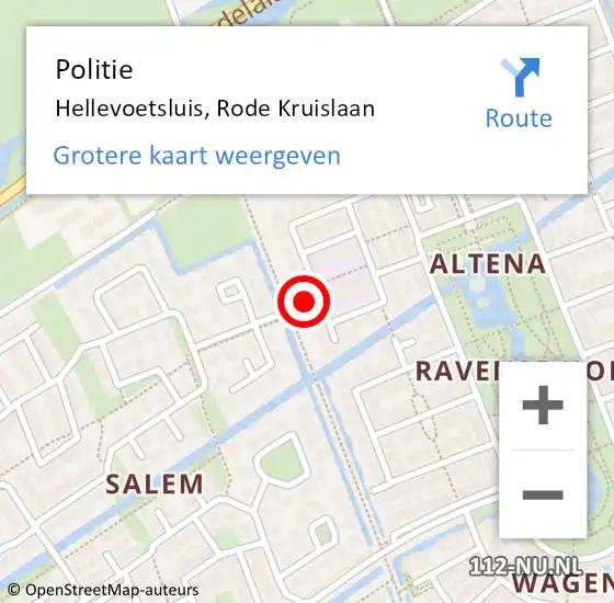 Locatie op kaart van de 112 melding: Politie Hellevoetsluis, Rode Kruislaan op 24 september 2020 08:35