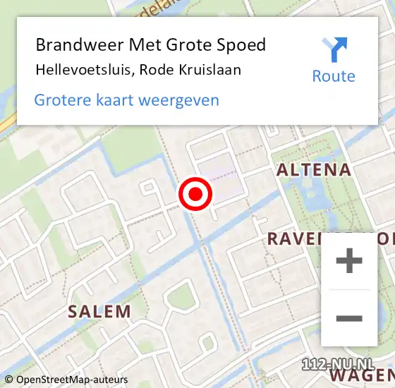 Locatie op kaart van de 112 melding: Brandweer Met Grote Spoed Naar Hellevoetsluis, Rode Kruislaan op 24 september 2020 08:35