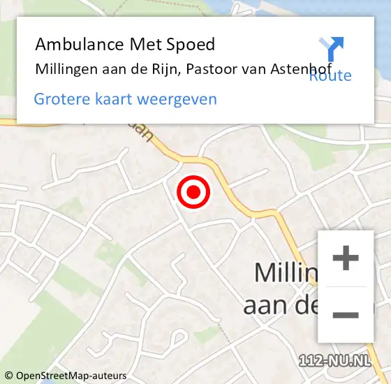 Locatie op kaart van de 112 melding: Ambulance Met Spoed Naar Millingen aan de Rijn, Pastoor van Astenhof op 24 september 2020 10:04