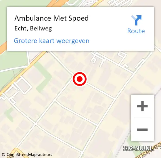 Locatie op kaart van de 112 melding: Ambulance Met Spoed Naar Echt, Bellweg op 24 september 2020 10:12