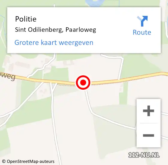 Locatie op kaart van de 112 melding: Politie Sint Odilienberg, Paarloweg op 24 september 2020 10:21