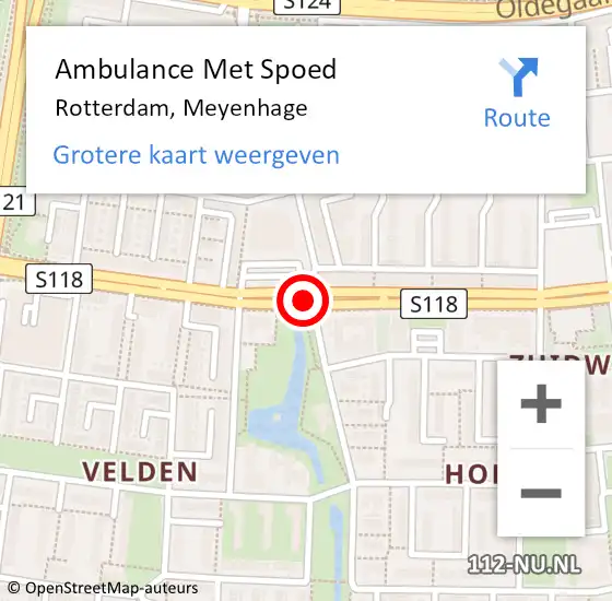 Locatie op kaart van de 112 melding: Ambulance Met Spoed Naar Rotterdam, Meyenhage op 24 september 2020 12:08