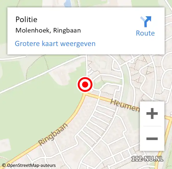 Locatie op kaart van de 112 melding: Politie Molenhoek, Ringbaan op 24 september 2020 12:38