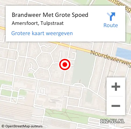 Locatie op kaart van de 112 melding: Brandweer Met Grote Spoed Naar Amersfoort, Tulpstraat op 24 september 2020 12:40