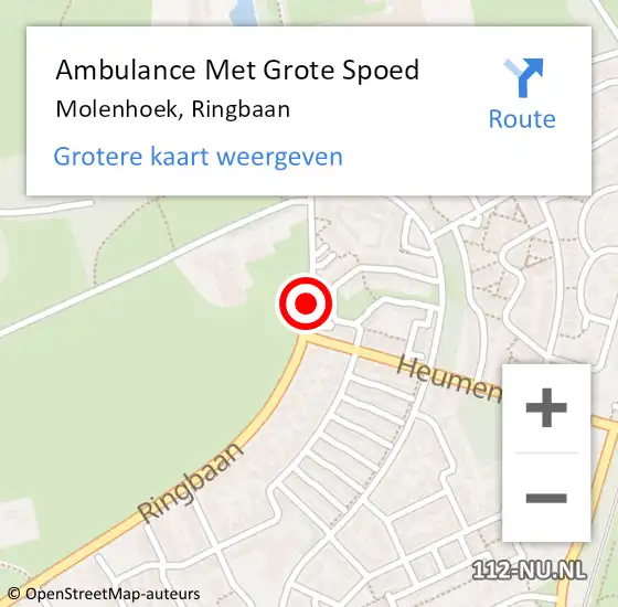 Locatie op kaart van de 112 melding: Ambulance Met Grote Spoed Naar Molenhoek, Ringbaan op 24 september 2020 12:40