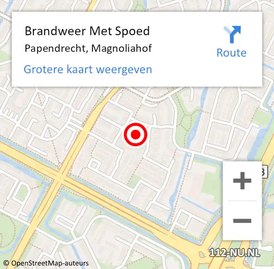 Locatie op kaart van de 112 melding: Brandweer Met Spoed Naar Papendrecht, Magnoliahof op 24 september 2020 14:16